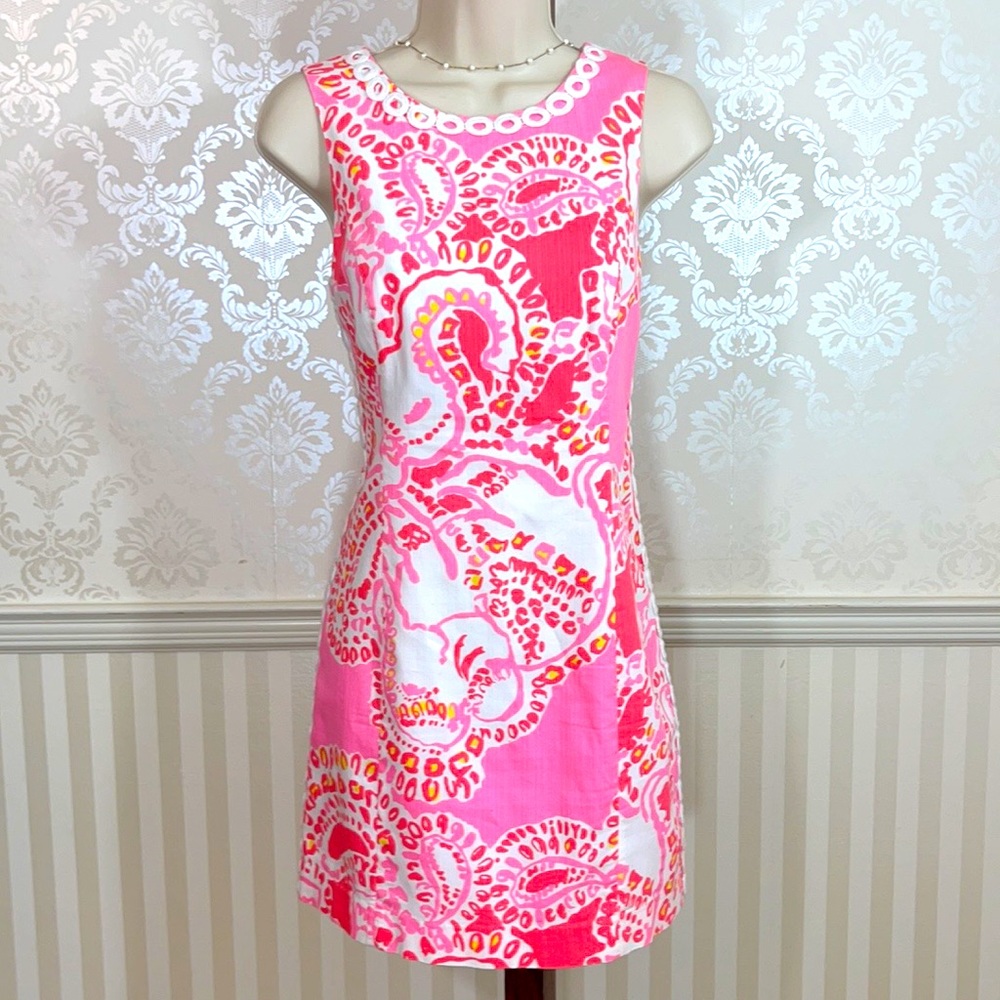 Lilly Pulitzer Pink and White Printed Sheath Dress - Picture 3 of 7